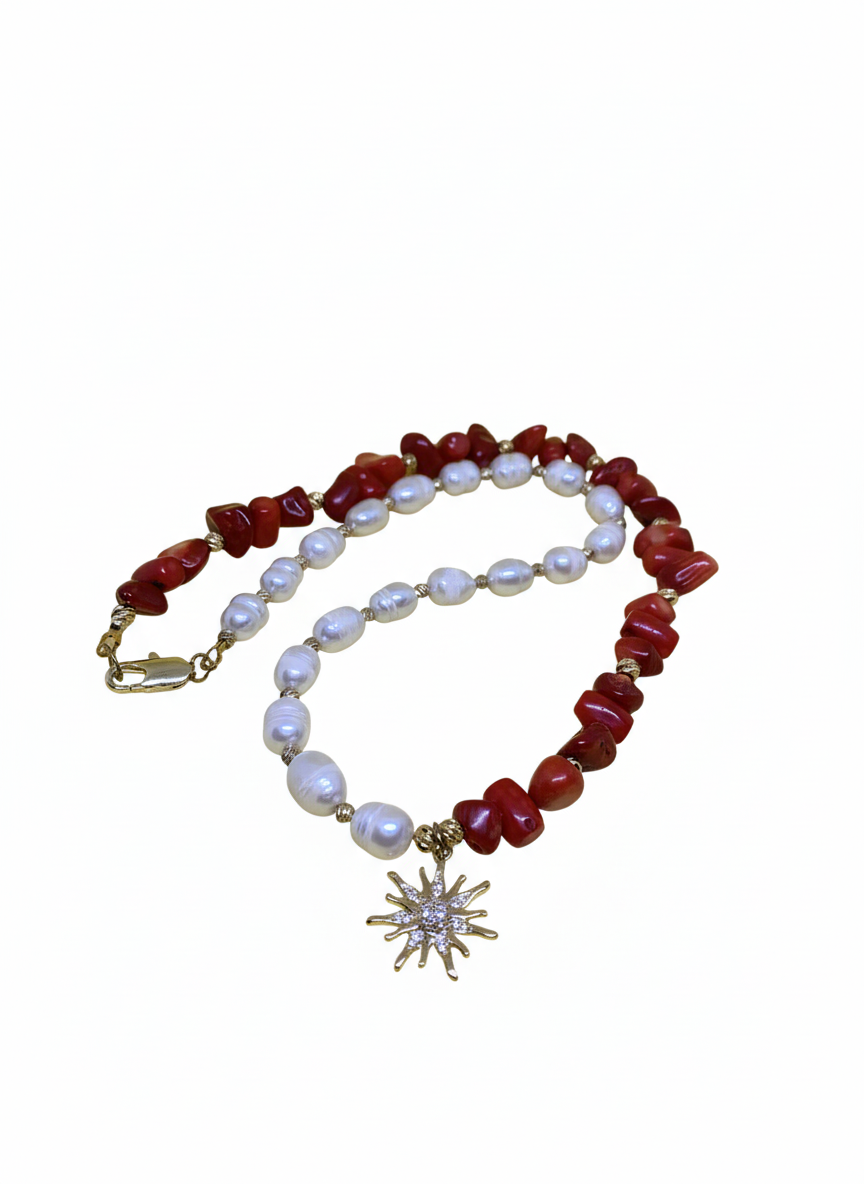 მარგალიტის და მარჯანის ყელსაბამი N250032