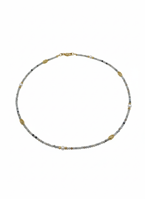 მარგალიტის და ამაზონიტის ყელსაბამი N250003