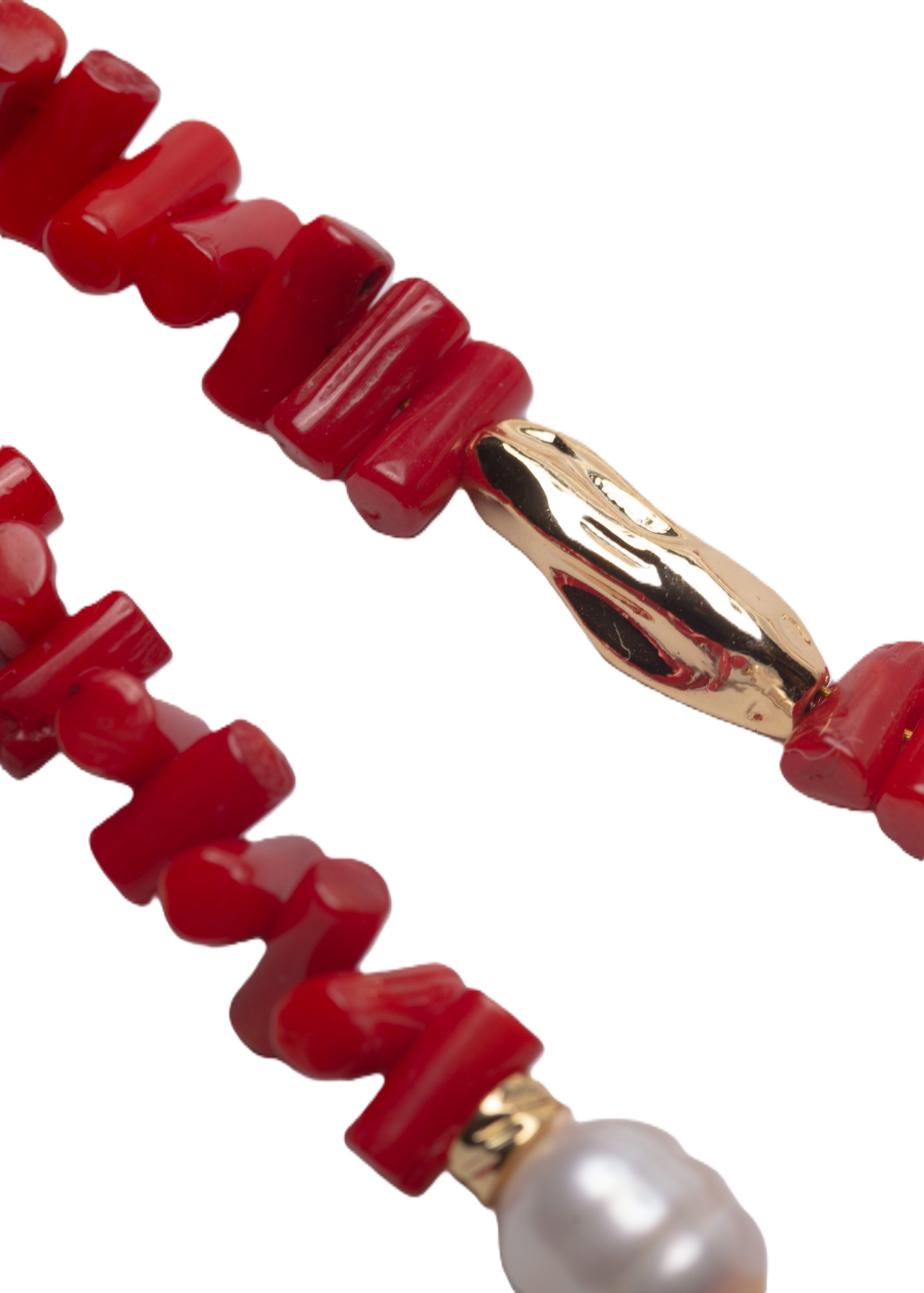 მარგალიტის და მარჯანის ყელსაბამი ჯაჭვით N250028