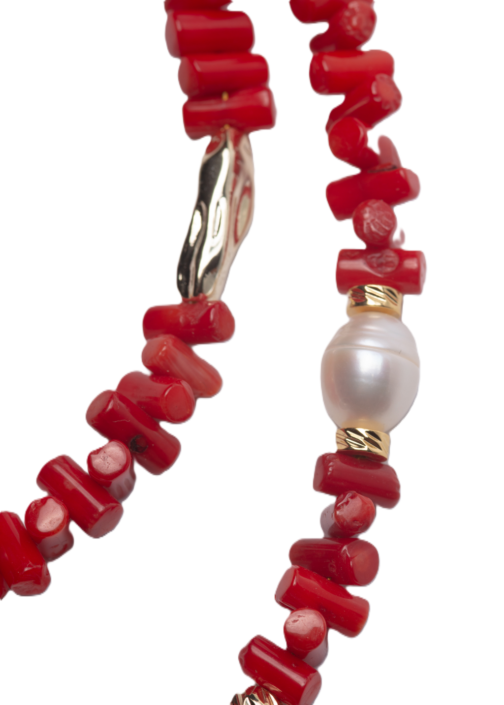 მარგალიტის და მარჯანის ყელსაბამი ჯაჭვით N250028