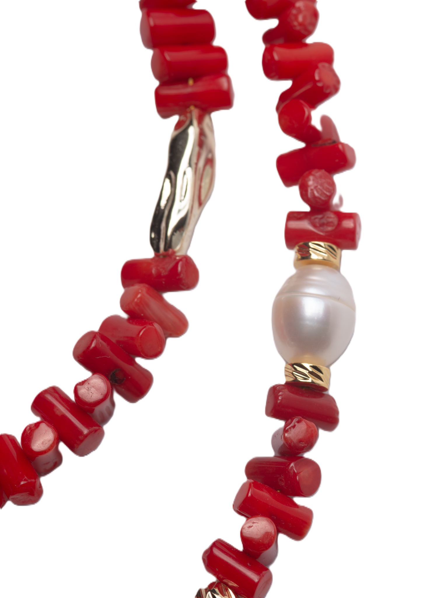 მარგალიტის და მარჯანის ყელსაბამი ჯაჭვით N250028