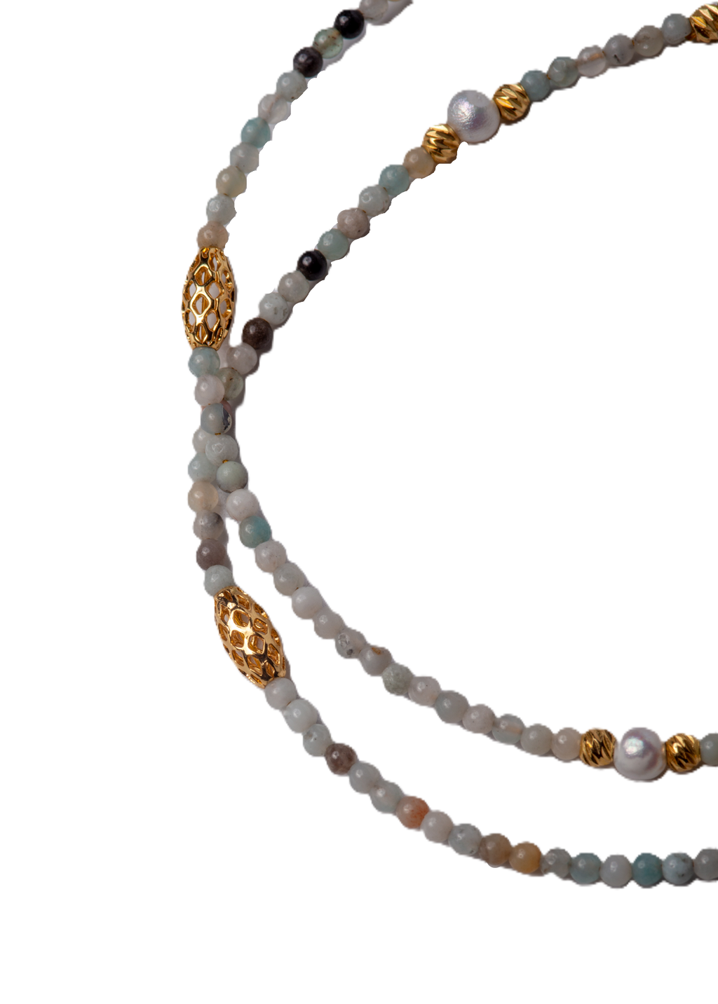 მარგალიტის და ამაზონიტის ყელსაბამი N250003