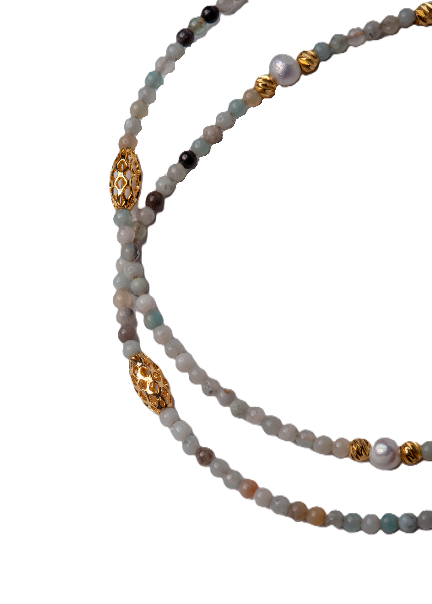 მარგალიტის და ამაზონიტის ყელსაბამი N250003