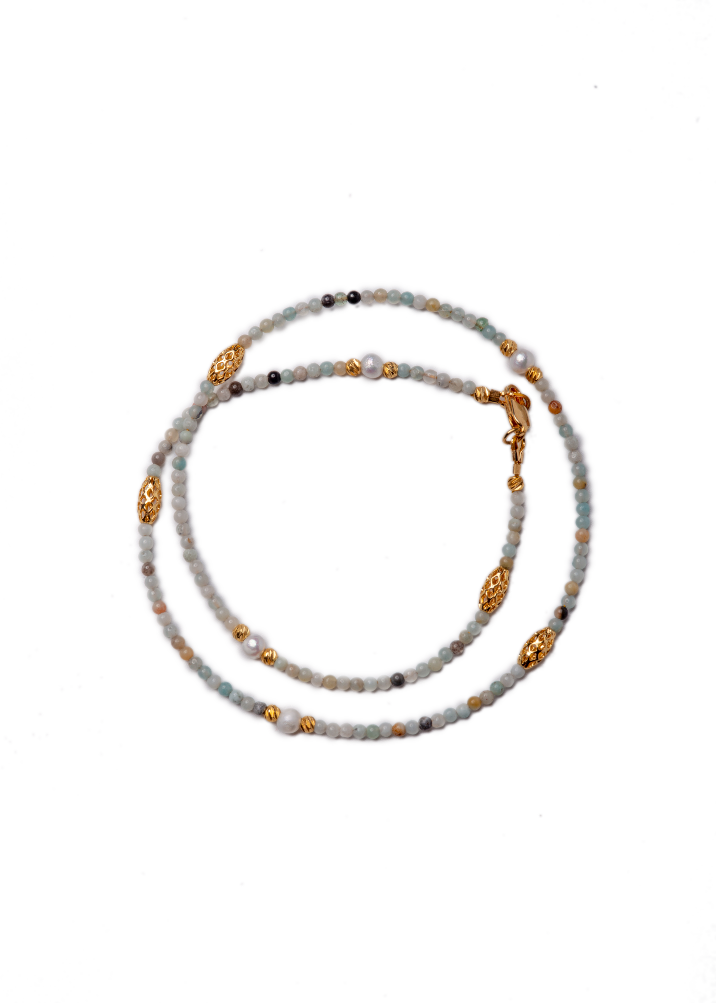 მარგალიტის და ამაზონიტის ყელსაბამი N250003