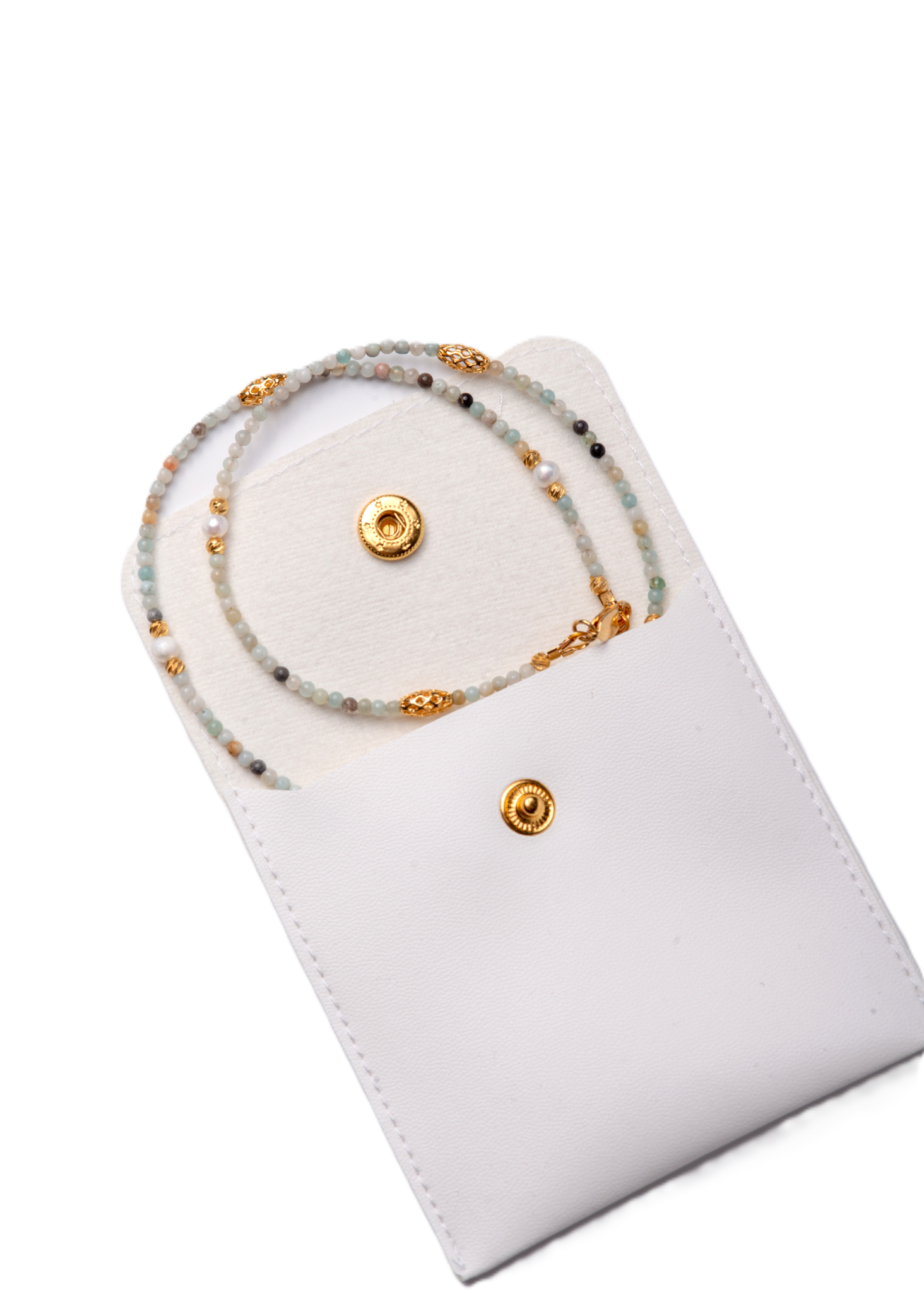 მარგალიტის და ამაზონიტის ყელსაბამი N250003