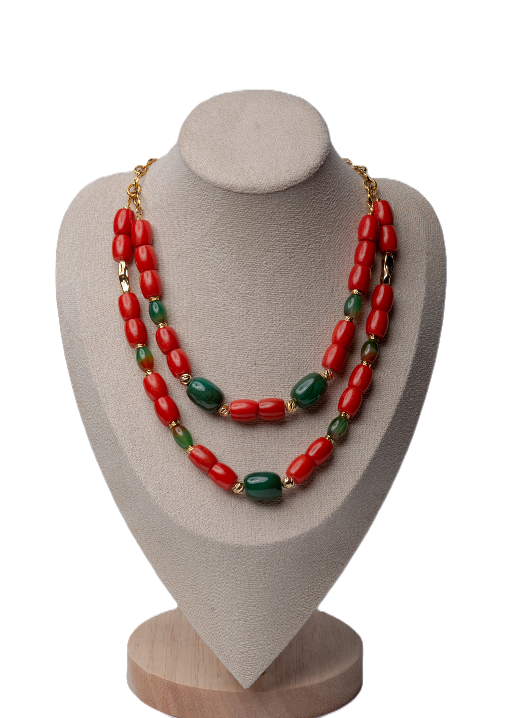 მწვანე აქატის და მარჯანის მძივი