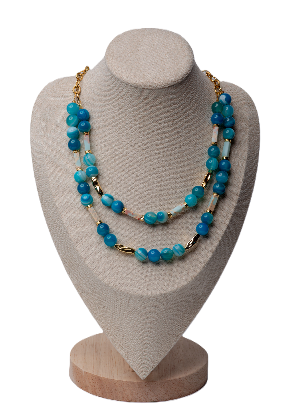 ლურჯი აქატის და ლურჯი იასპის ყელსაბამი N250029