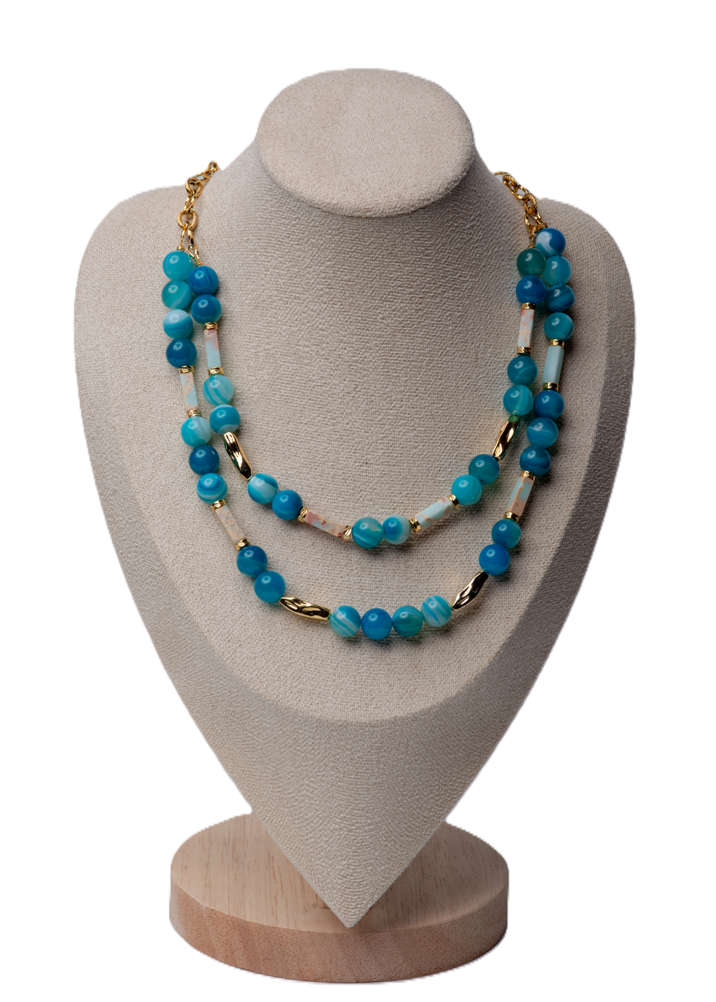 ლურჯი აქატის და ლურჯი იასპის ყელსაბამი N250029