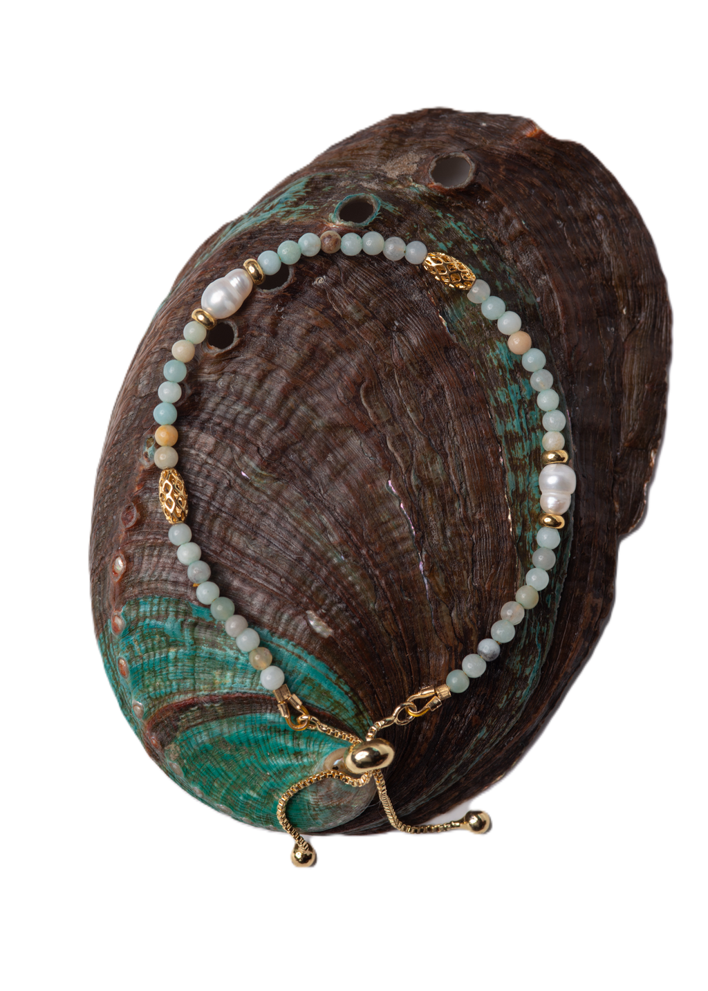 მარგალიტის და ამაზონიტის სამაჯური B250011