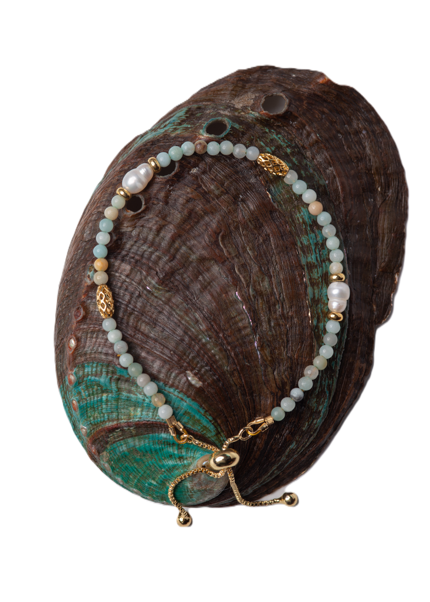 მარგალიტის და ამაზონიტის სამაჯური B250011