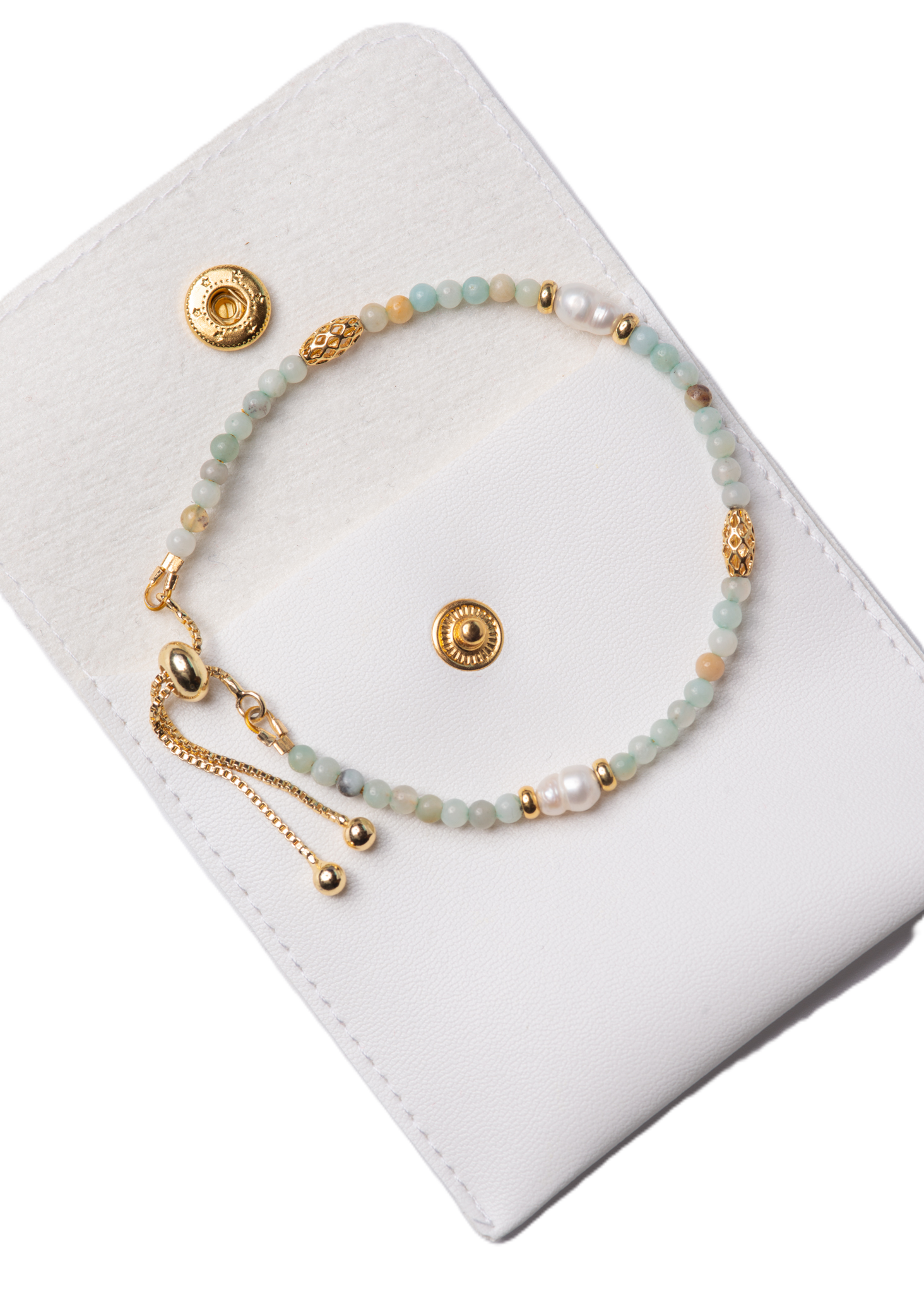 მარგალიტის და ამაზონიტის სამაჯური B250011