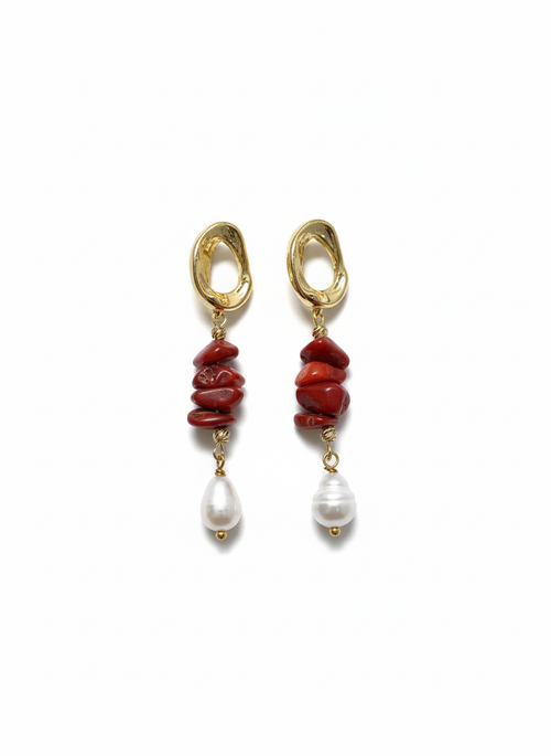 მარგალიტის და მარჯნის საყურე E250008